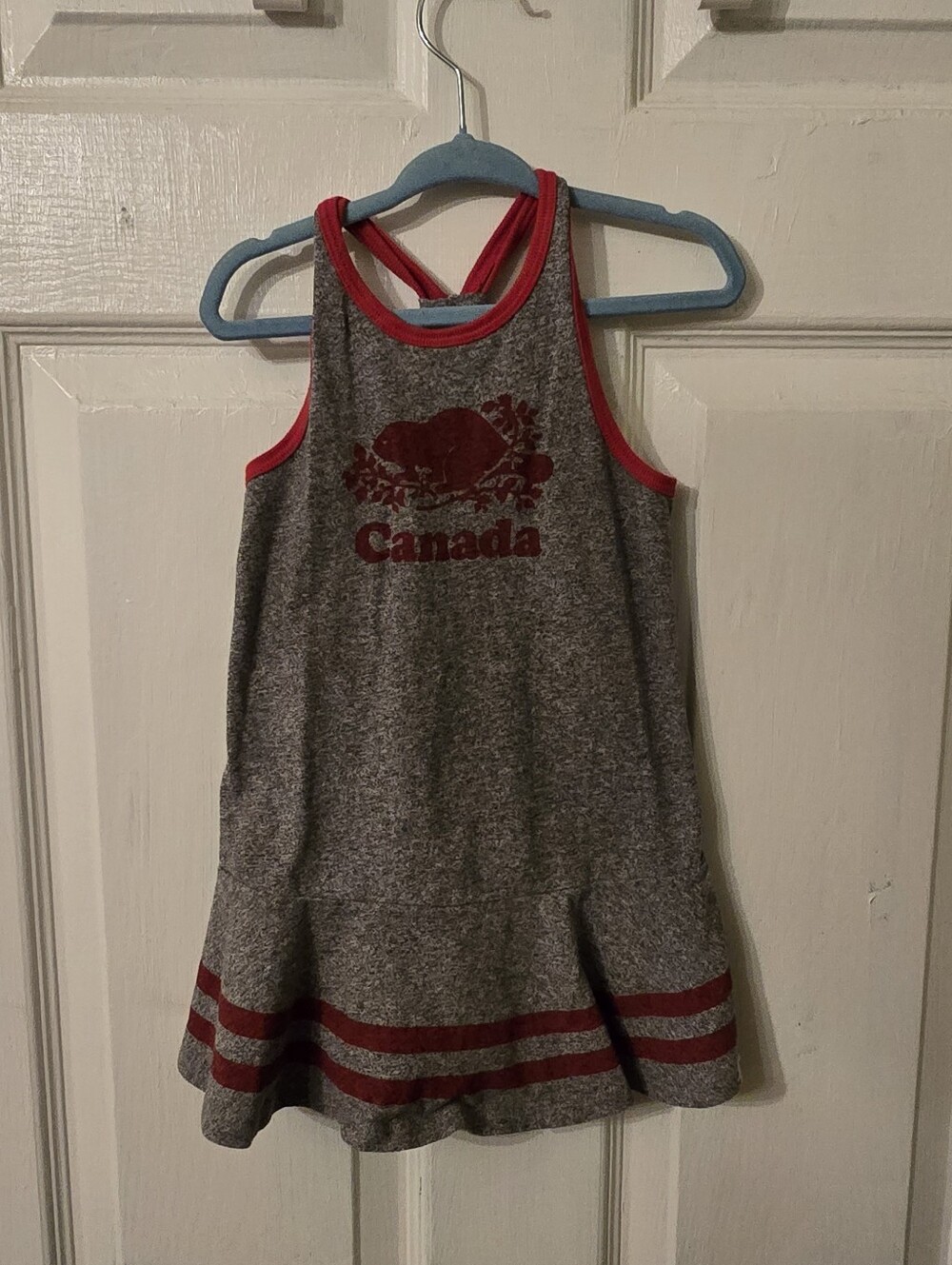 Roots Girls' Gray and Red Canada Tank Dress